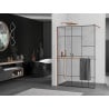 Mexen Kioto+ paroi de douche avec étagère Walk-in 130 x 200 cm, motif noir, or rose - 800-130-121-60-78