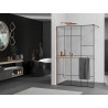 Mexen Kioto+ paroi de douche avec tablette Walk-in 130 x 200 cm, motif noir, or rose - 800-130-121-60-78
