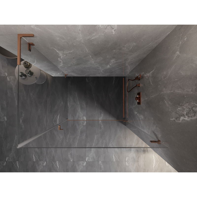 Mexen Lunar-B L cabine de douche pivotante droite 100 x 70 cm, transparent, cuivre brossé - 832L-100-070-65-00-P