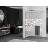 Mexen Kioto+ paroi de douche avec étagère Walk-in 80 x 200 cm, motif blanc, or rose - 800-080-121-60-85