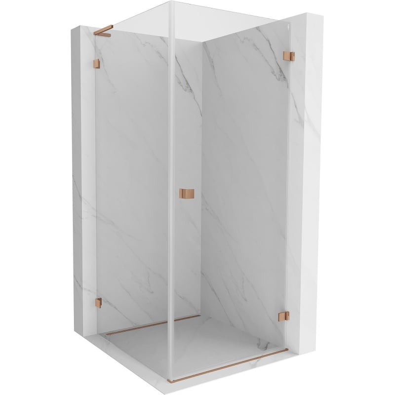 Mexen Lunar-B L cabine de douche battante droite 90 x 90 cm, transparent, cuivre brossé - 832L-090-090-65-00-P