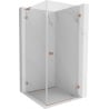 Mexen Lunar-B L cabine de douche battante droite 90 x 90 cm, transparent, cuivre brossé - 832L-090-090-65-00-P