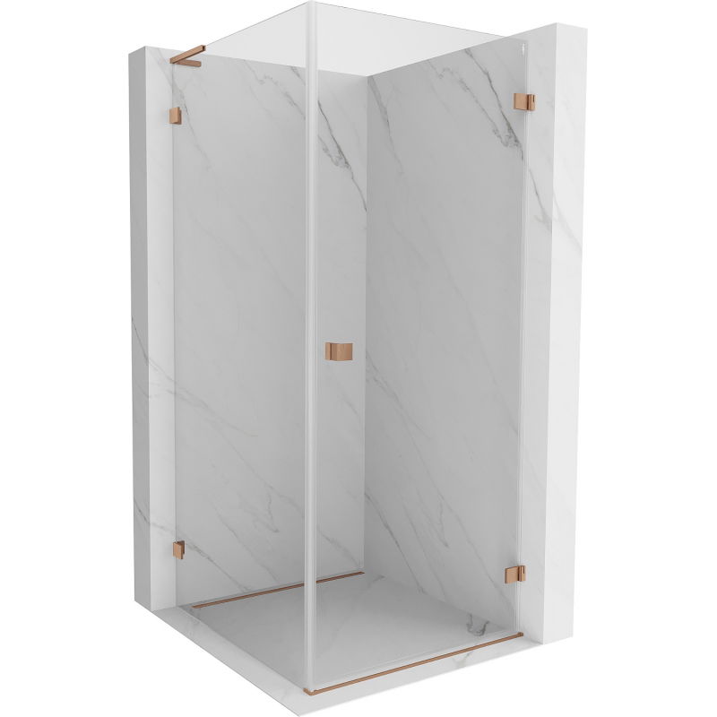 Mexen Lunar-B L cabine de douche pivotante droite 100 x 100 cm, transparent, cuivre brossé - 832L-100-100-65-00-P