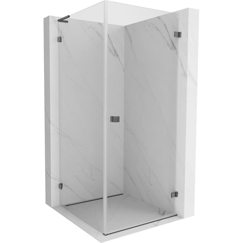 Mexen Lunar-B L cabine de douche pivotante droite 70 x 70 cm, transparent, gris canon brossé - 832L-070-070-66-00-P