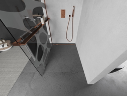 Mexen Kioto+ paroi de douche avec étagère Walk-in 120 x 200 cm, motif blanc, or rose - 800-120-121-60-97