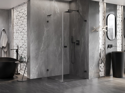 Mexen Lunar-B L cabine de douche pivotante droite 80 x 80 cm, transparent, noire - 832L-080-080-70-00-P