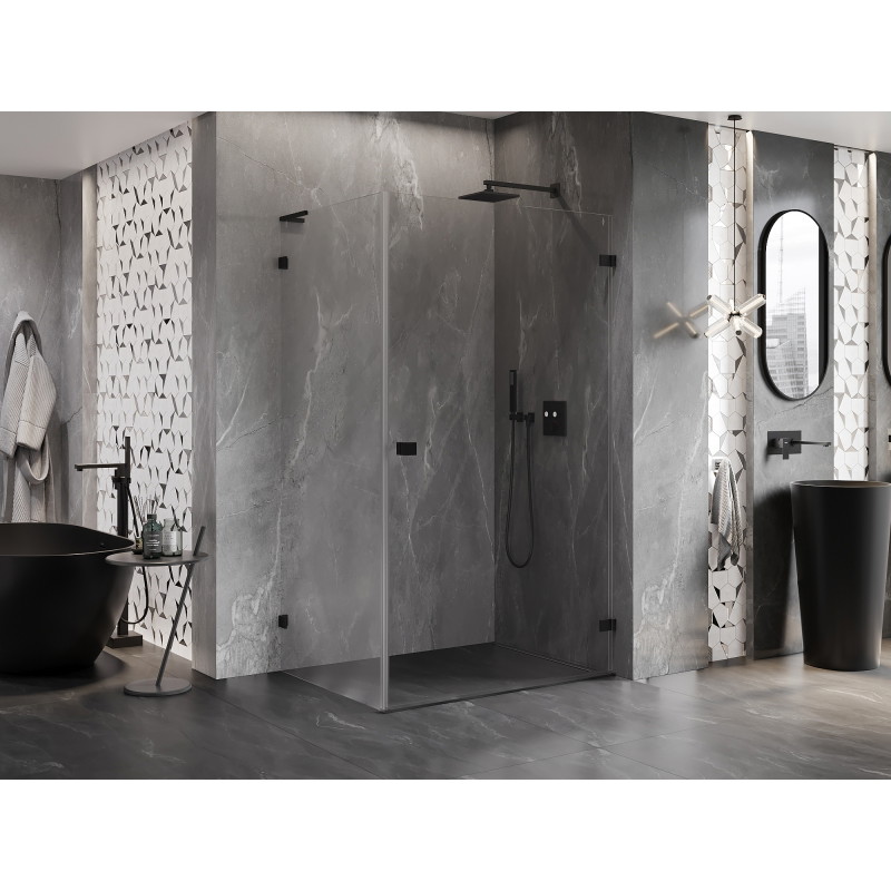 Mexen Lunar-B L cabine de douche pivotante droite 95 x 80 cm, transparent, noir - 832L-095-080-70-00-P