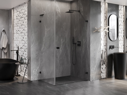 Cabine de douche pliante Mexen Lunar-B L, droite 100 x 80 cm, transparent, noire - 832L-100-080-70-00-P