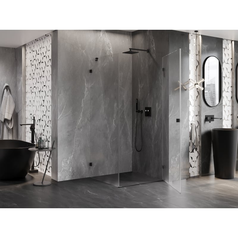 Mexen Lunar-B L cabine de douche battante droite 100 x 100 cm, transparent, noir - 832L-100-100-70-00-P