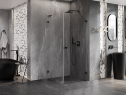 Mexen Lunar-B L cabine de douche battante droite 100 x 100 cm, transparent, noir - 832L-100-100-70-00-P