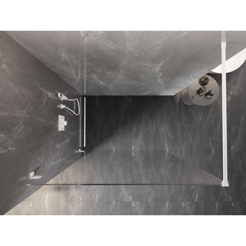 Mexen Lunar paroi de douche Walk-in gauche 50 x 200 cm, transparent 8 mm, blanc - 830-050-000-20-00-L