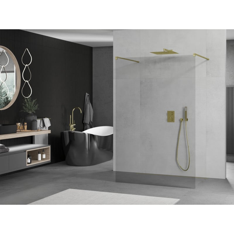 Mexen Kioto paroi de douche autoportante 120 x 200 cm, transparente 8 mm, or - 800-120-002-50-00