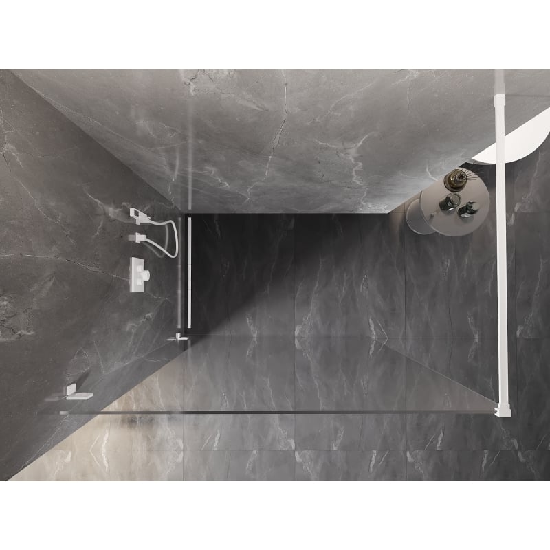 Mexen Lunar paroi de douche Walk-in gauche 90 x 200 cm, transparent 8 mm, blanc - 830-090-000-20-00-L