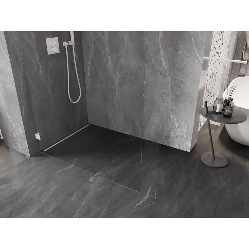 Mexen Lunar paroi de douche Walk-in gauche 130 x 200 cm, transparent 8 mm, blanc - 830-130-000-20-00-L