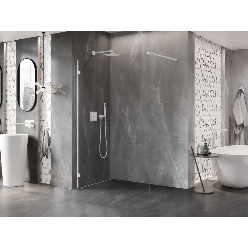 Mexen Lunar paroi de douche Walk-in gauche 150 x 200 cm, transparent 8 mm, blanche - 830-150-000-20-00-L