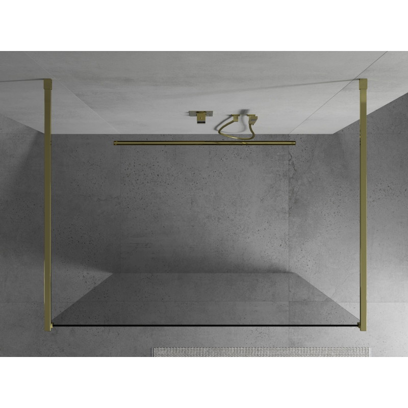 Mexen Kioto paroi de douche autoportante 140 x 200 cm, transparente 8 mm, dorée - 800-140-002-50-00