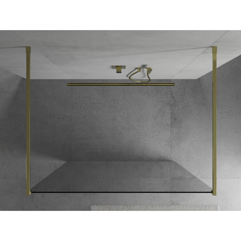 Mexen Kioto paroi de douche auto-portante 150 x 200 cm, transparent 8 mm, or - 800-150-002-50-00
