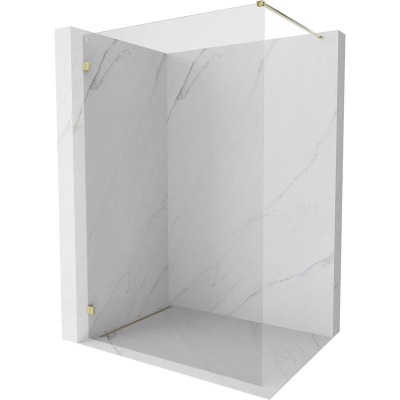 Mexen Lunar paroi de douche Walk-in gauche 140 x 200 cm, transparent 8 mm, dorée - 830-140-000-50-00-L