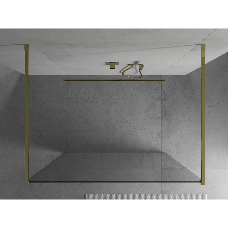Mexen Kioto paroi de douche autoportante 160 x 200 cm, transparent 8 mm, dorée - 800-160-002-50-00