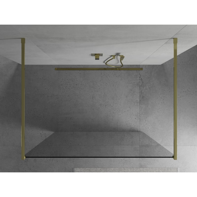 Mexen Kioto paroi de douche autoportante 160 x 200 cm, transparent 8 mm, or - 800-160-002-50-00