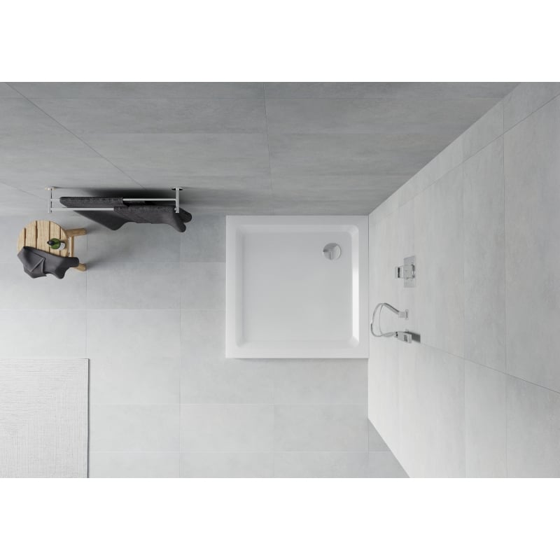 Mexen Flat receveur de douche carré slim 70 x 70 cm, blanc, siphon chromé - 40107070
