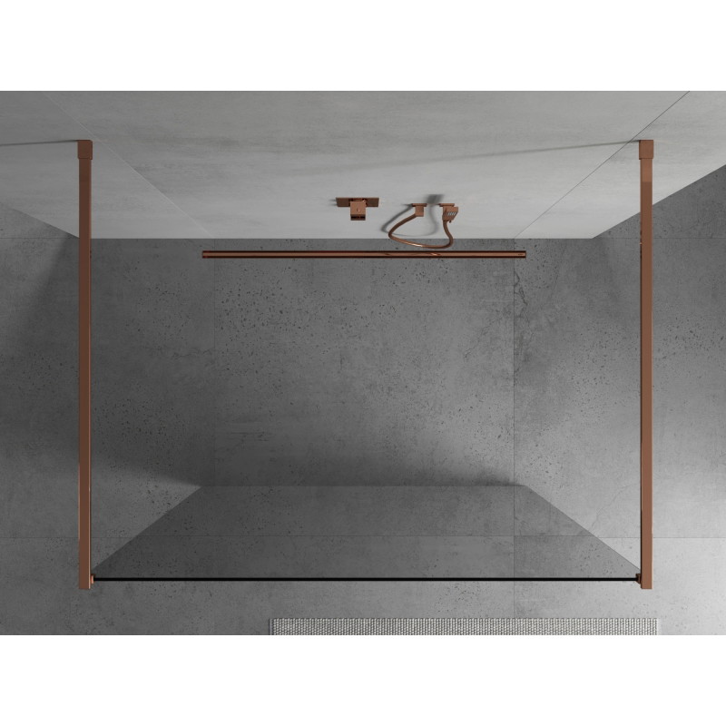 Mexen Kioto paroi de douche indépendante 160 x 200 cm, transparent 8 mm, or rose - 800-160-002-60-00