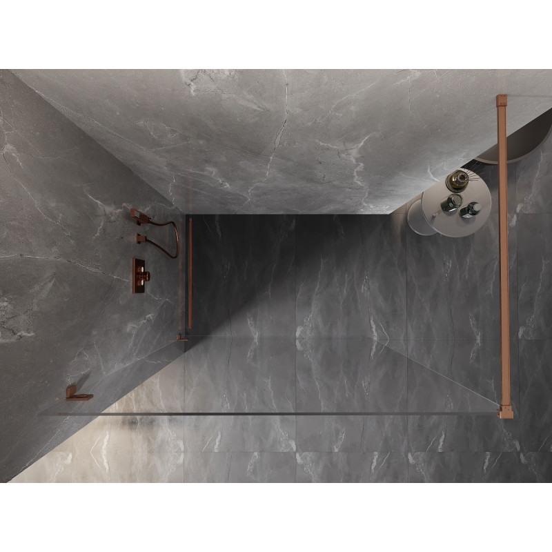 Mexen Lunar paroi de douche Walk-in gauche 110 x 200 cm, transparent 8 mm, cuivre brossé - 830-110-000-65-00-L