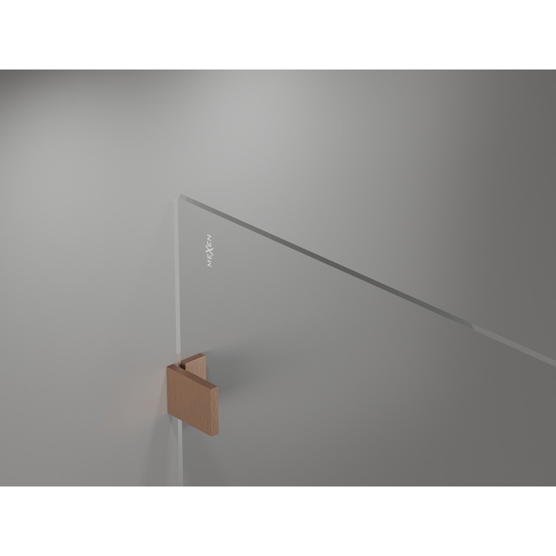 Mexen Lunar paroi de douche Walk-in gauche 140 x 200 cm, transparent 8 mm, cuivre brossé - 830-140-000-65-00-L