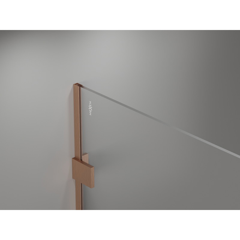 Mexen Lunar paroi de douche Walk-in gauche 140 x 200 cm, transparent 8 mm, cuivre brossé - 830-140-000-65-00-L
