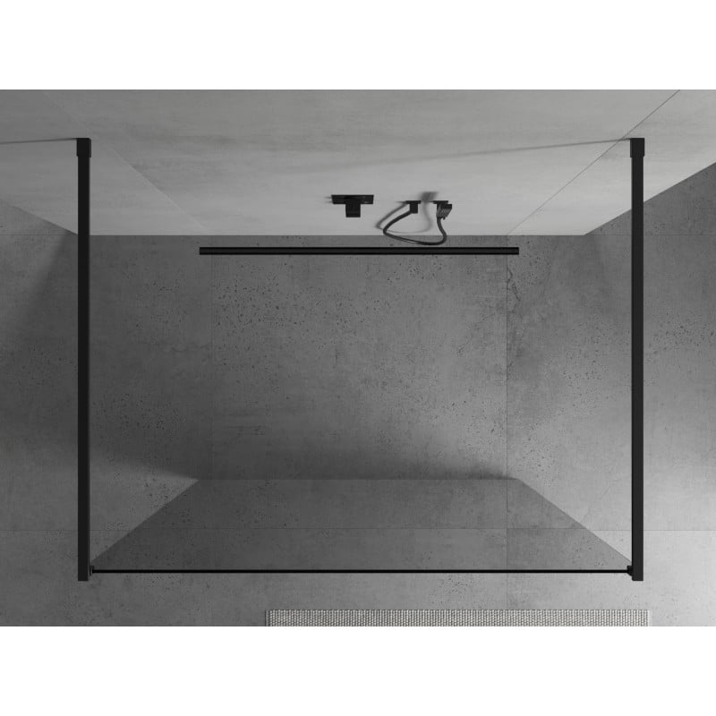 Mexen Kioto paroi de douche autoportante 100 x 200 cm, transparent 8 mm, noir - 800-100-002-70-00