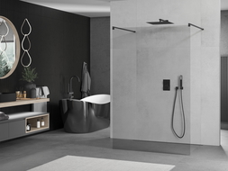 Mexen Kioto paroi de douche autoportante 110 x 200 cm, transparent 8 mm, Noir - 800-110-002-70-00