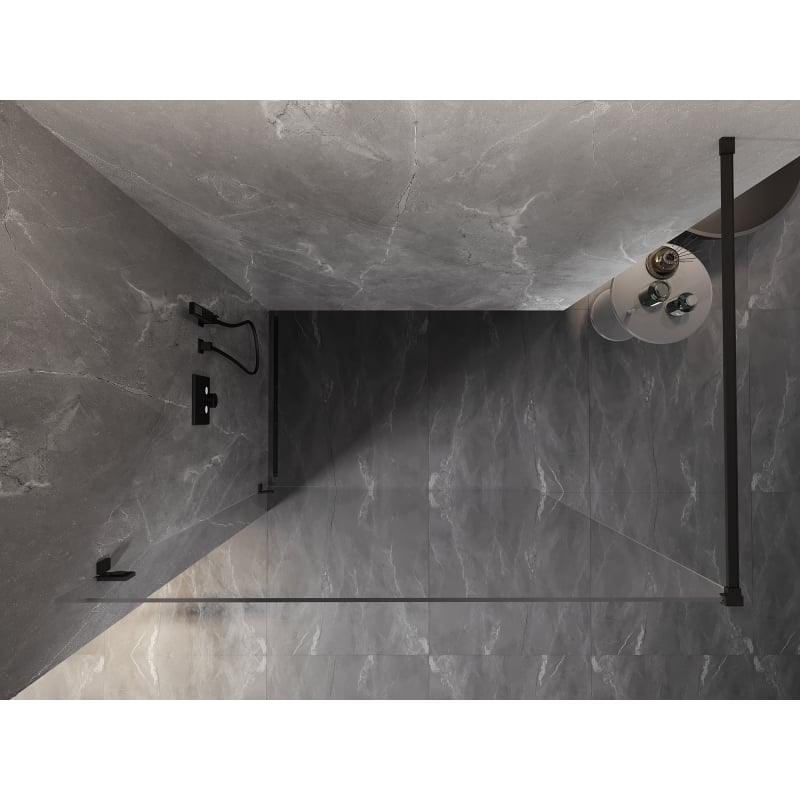 Mexen Lunar paroi de douche Walk-in gauche 90 x 200 cm, transparent 8 mm, noir - 830-090-000-70-00-L