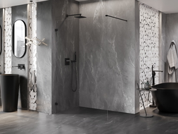Mexen Lunar paroi de douche Walk-in gauche 110 x 200 cm, transparent 8 mm, noir - 830-110-000-70-00-L