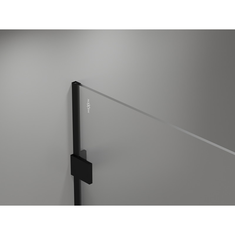 Mexen Lunar paroi de douche Walk-in gauche 110 x 200 cm, transparent 8 mm, noir - 830-110-000-70-00-L
