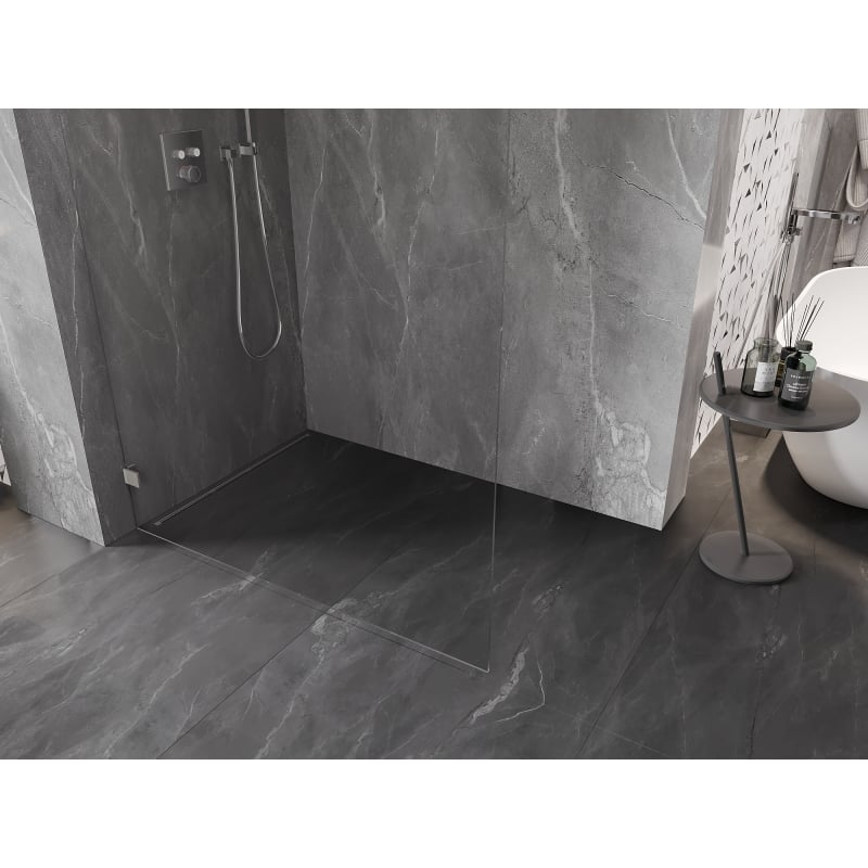 Mexen Lunar paroi de douche Walk-in gauche 140 x 200 cm, transparent 8 mm, nickel brossé - 830-140-000-97-00-L