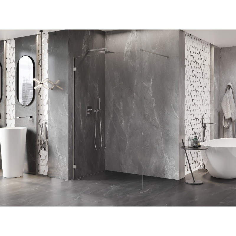 Mexen Lunar paroi de douche Walk-in gauche 140 x 200 cm, transparent 8 mm, nickel brossé - 830-140-000-97-00-L