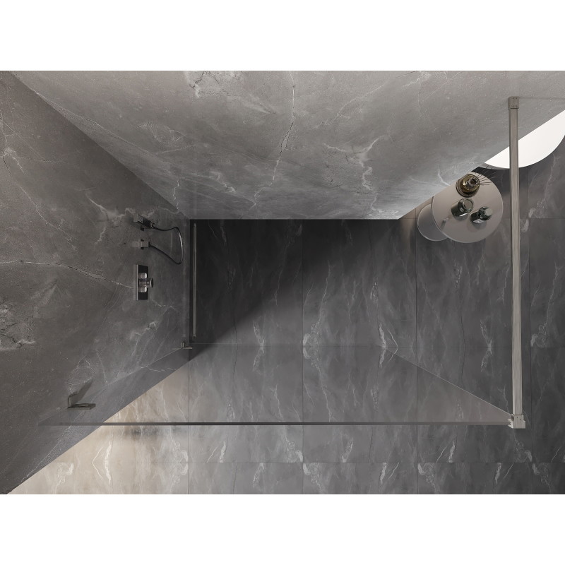Mexen Lunar paroi de douche Walk-in gauche 140 x 200 cm, transparent 8 mm, nickel brossé - 830-140-000-97-00-L