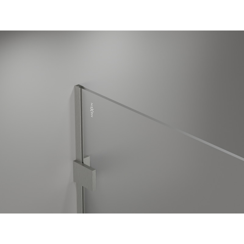Mexen Lunar paroi de douche Walk-in gauche 140 x 200 cm, transparent 8 mm, nickel brossé - 830-140-000-97-00-L