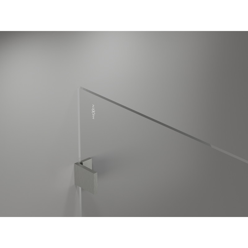 Mexen Lunar paroi de douche Walk-in gauche 140 x 200 cm, transparent 8 mm, nickel brossé - 830-140-000-97-00-L