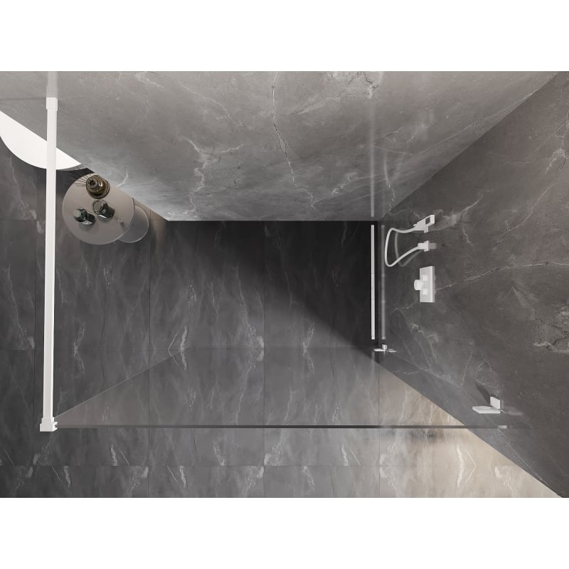 Mexen Lunar paroi de douche Walk-in droite 50 x 200 cm, transparent 8 mm, blanche - 830-050-000-20-00-P