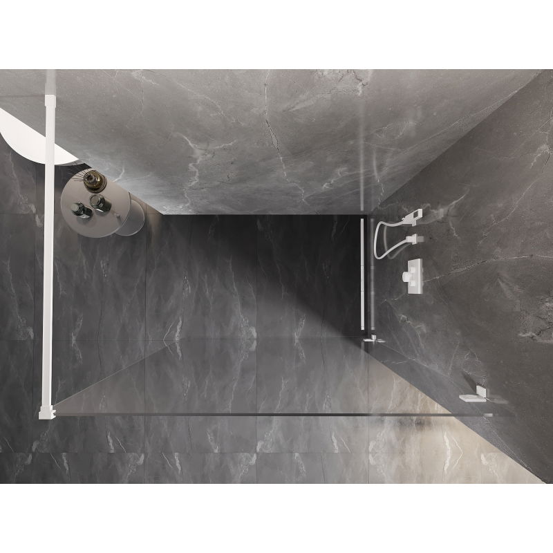 Mexen Lunar paroi de douche Walk-in droite 80 x 200 cm, transparent 8 mm, blanc - 830-080-000-20-00-P