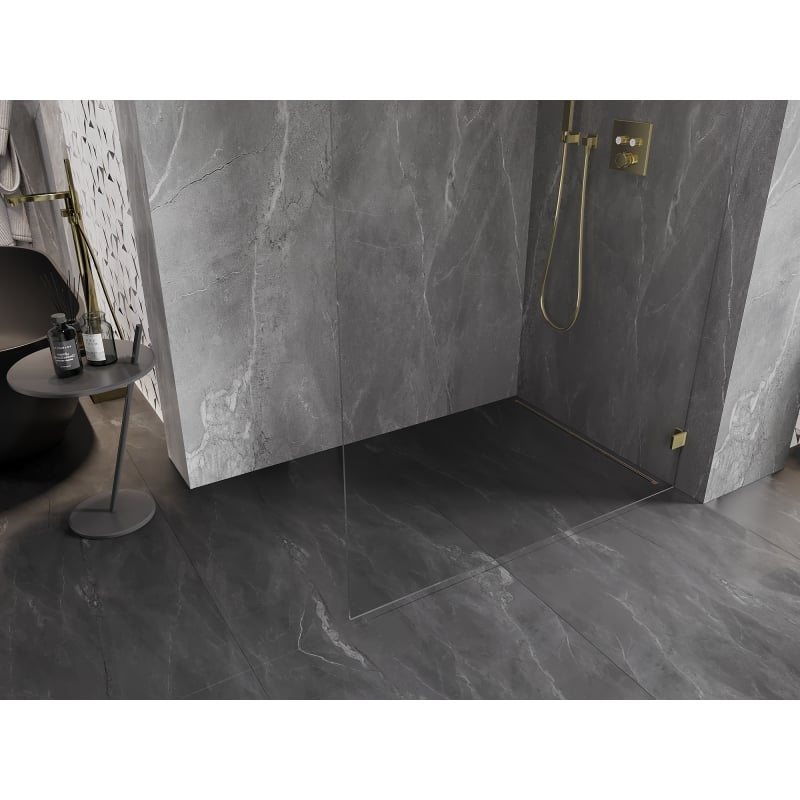 Mexen Lunar paroi de douche Walk-in droite 150 x 200 cm, transparent 8 mm, or - 830-150-000-50-00-P