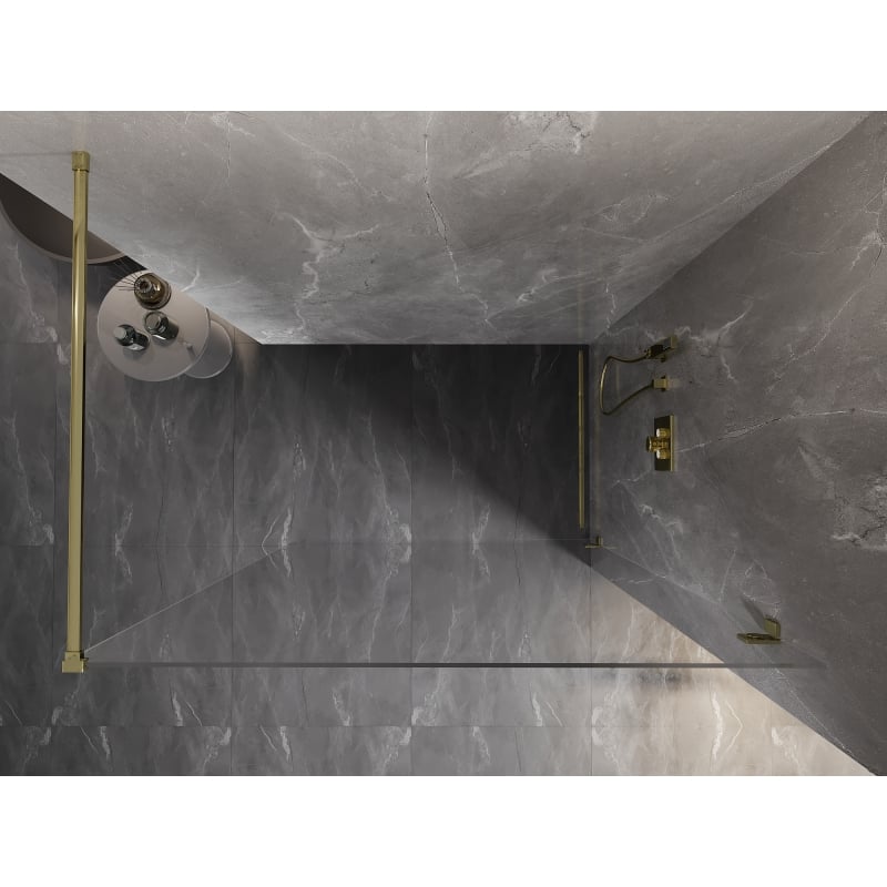 Mexen Lunar paroi de douche Walk-in droite 150 x 200 cm, transparent 8 mm, or - 830-150-000-50-00-P