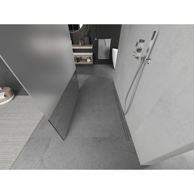 Mexen Kioto paroi de douche autoportante 100 x 200 cm, transparent/givre 8 mm, chrome - 800-100-002-01-35