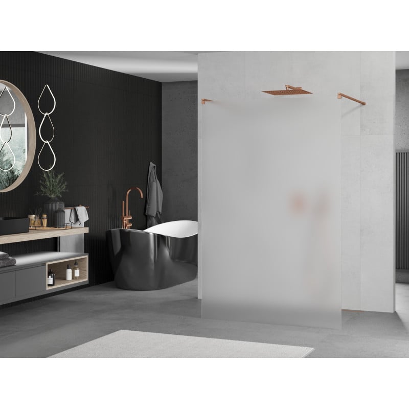 Mexen Kioto paroi de douche autoportante 110 x 200 cm, givre 8 mm, or rose - 800-110-002-60-30