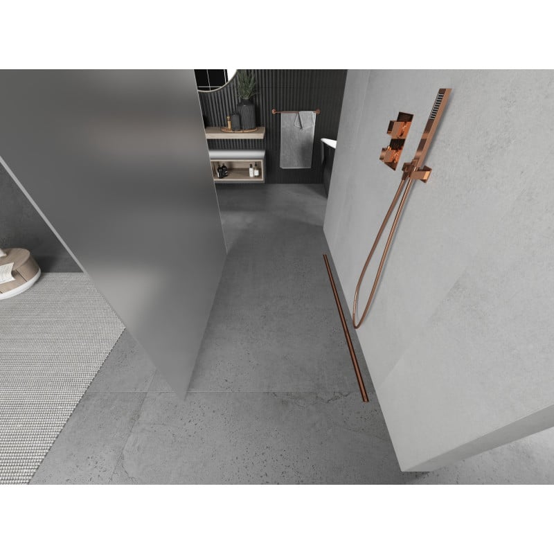 Mexen Kioto paroi de douche autoportante 120 x 200 cm, givré 8 mm, or rose - 800-120-002-60-30
