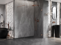 Paroi de douche Mexen Lunar Walk-in droite 100 x 200 cm, transparent 8 mm, cuivre brossé - 830-100-000-65-00-P