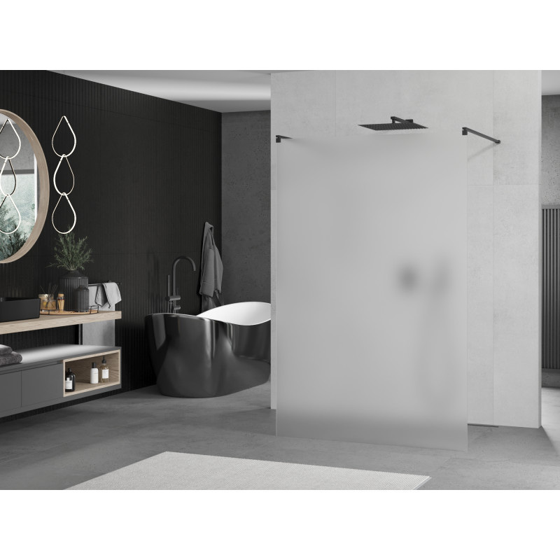 Mexen Kioto paroi de douche autoportante 120 x 200 cm, givre 8 mm, noir - 800-120-002-70-30