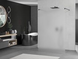 Mexen Kioto paroi de douche autoportante 120 x 200 cm, givre 8 mm, noire - 800-120-002-70-30