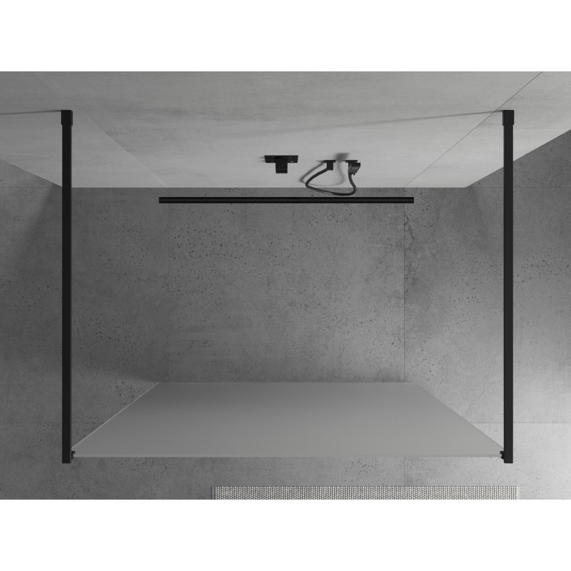 Mexen Kioto paroi de douche autoportante 120 x 200 cm, givre 8 mm, noire - 800-120-002-70-30